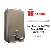 Dispenser inox sapun lichid 1000ml + CADOU Bec halogen liniar 150W