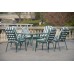 SET MASA CU 6 SCAUNE JARDIN, VERDE/ALB, CADRU METAL, BLAT STICLA SECURIZATA 5 MM, PERNE INCLUSE